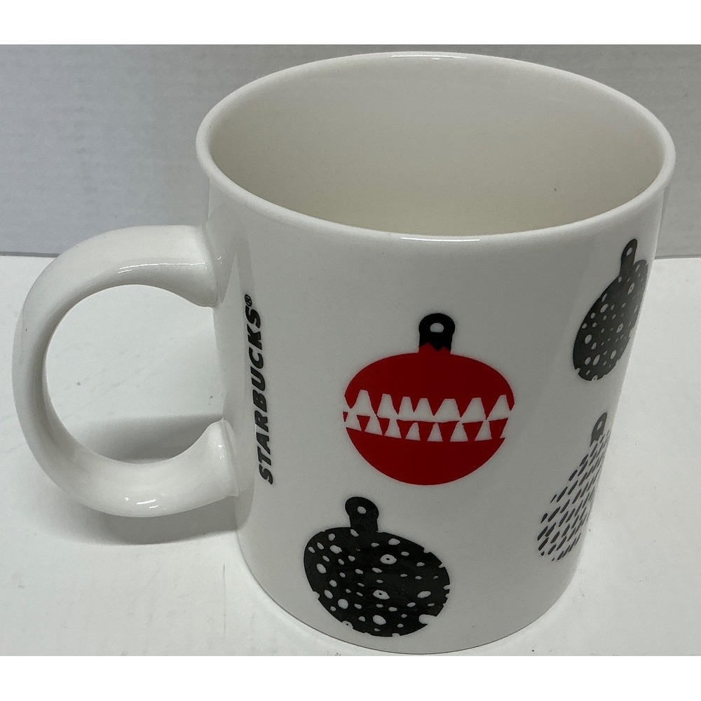 Starbucks Holiday Mug Red Black Ornament Graphic 12oz Ceramic Coffee Cup 2016